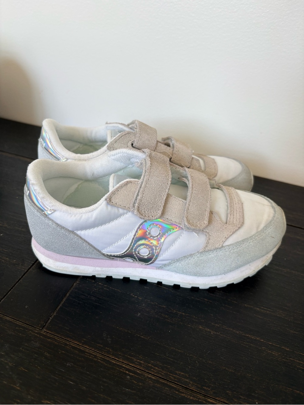 Saucony Kids White, Silver, Light Pink Iridescent Sneakers